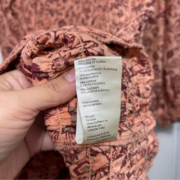 New FREE PEOPLE Smock It To Me Minidress in Apricot Combo Size M - Picture 14 of 16